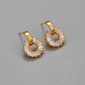 Geometric simple light luxury earrings fashionable new round  925 silver needle earrings